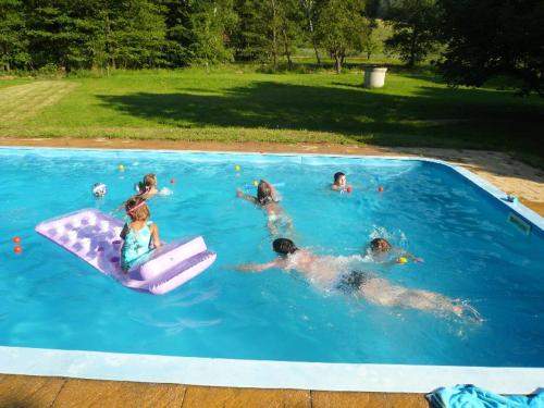 a group of people swimming in a swimming pool at Penzion v Infocentru in Srbská Kamenice