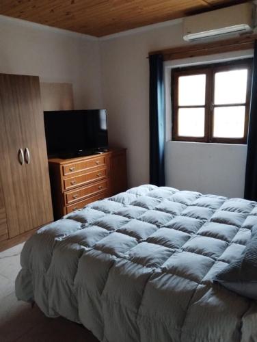 a bedroom with a large bed and a television at Casa quinta Los Teros in Sánchez de Loria