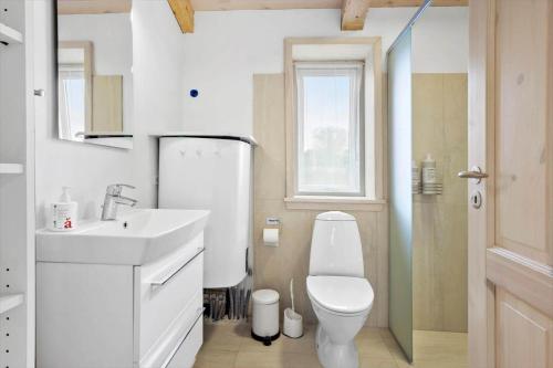 a white bathroom with a toilet and a sink at FY173-Asperup-Elmevaenget-8 in Asperup