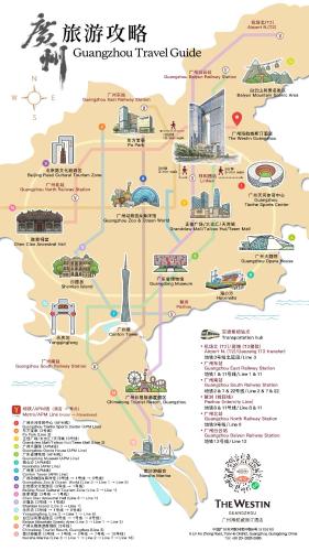 a map of china with cities and attractions at The Westin Guangzhou in Guangzhou