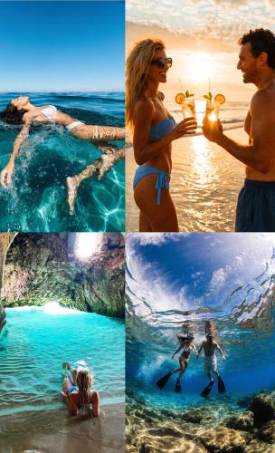 a collage of photos of people in the water at Salento Houses & Idro Suites in Nardò