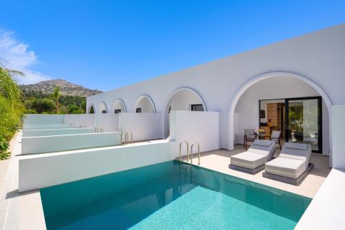 a rendering of a villa with a swimming pool at Neya Elements in Lartos