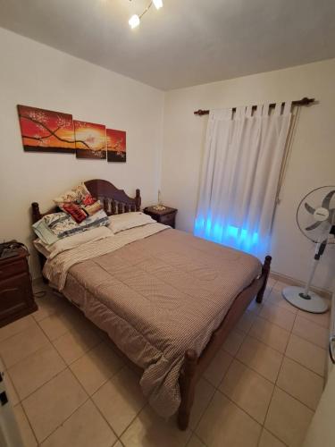 a bedroom with a bed and a lamp in it at Habitación Privada en La Casa de Thor in Trelew