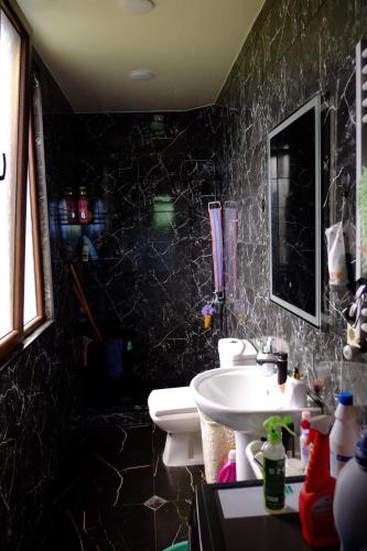 a bathroom with a sink and two toilets in it at Tsikhisdziri House 3 in Ts'ikhisdziri