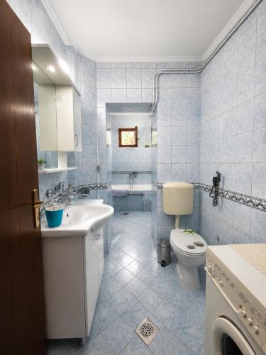 a bathroom with a sink and a toilet at Garden Oasis Apartment in Veles