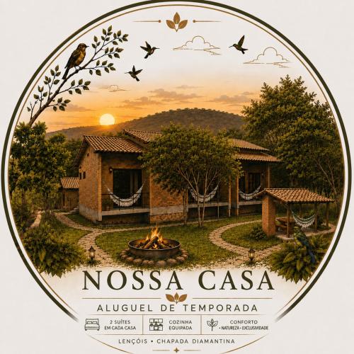 a plate with a picture of a house at Nossa Casa em Lençóis - Bahia in Lençóis