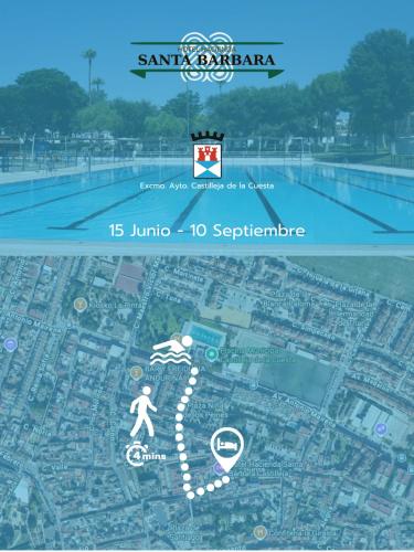 a picture of a map of a swimming pool at HOTEL HACIENDA SANTA BARBARA in Castilleja de la Cuesta