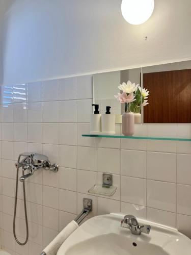 a bathroom with a shower and a sink at Falcon in Mali Lošinj