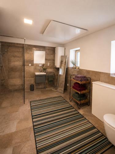 a bathroom with a shower and a sink at Geigenhof in Neudorf bei Ilz