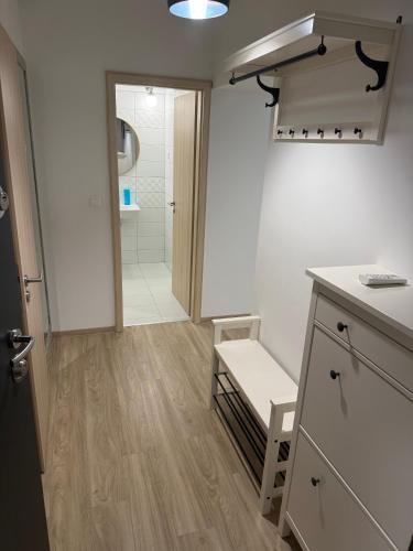 a bathroom with a sink and a toilet in a room at Silver Side Apartments in Siófok