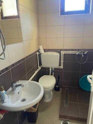 a bathroom with a toilet and a sink at Villa Apartments STEFAN - Ramne Ohrid in Ohrid