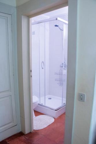a bathroom with a shower and a toilet in it at Quinta de S.Vicente in Geraz do Minho