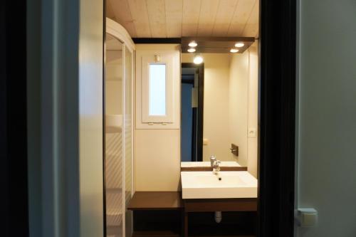 a bathroom with a sink and a mirror at Les Buissonnets in Saint-Georges-de-Didonne