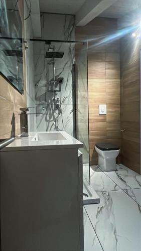 a bathroom with a sink and a toilet at Corte Moscara Vasto Centro in Vasto