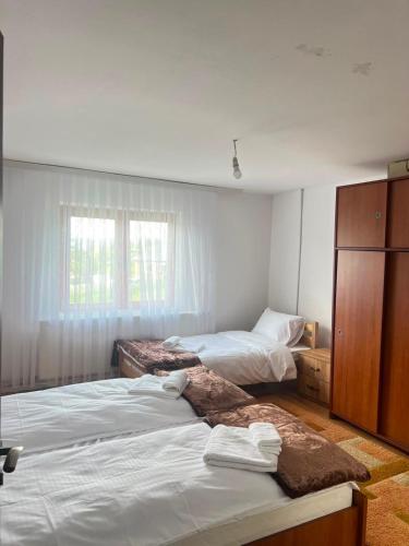 a bedroom with two beds and a dresser at Albanica Guesthouse in Dacići