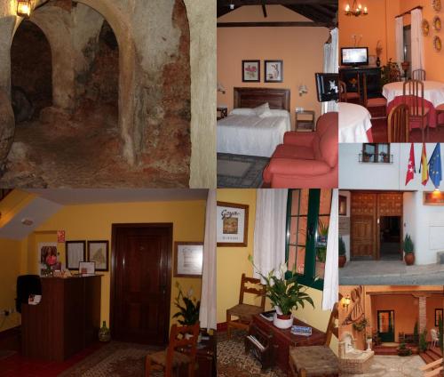 a collage of photos of a hotel room at Hotel Casa Rural San Antón in Chinchón