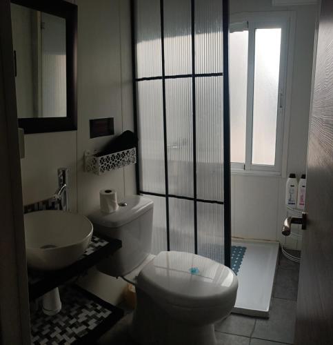a bathroom with a toilet and a sink at Apartamento Libertad in Elda