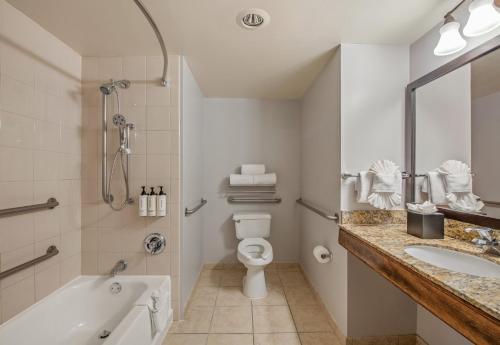 a bathroom with a tub and a toilet and a sink at Crowne Plaza San Diego - Mission Valley by IHG in San Diego