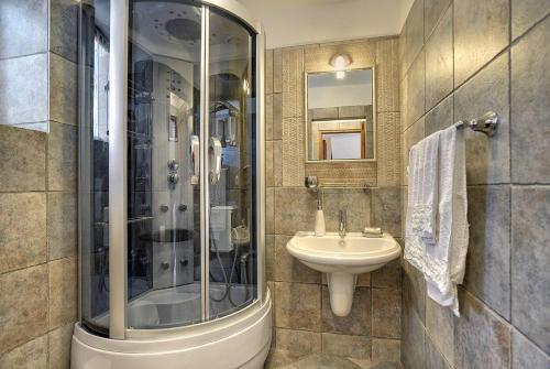 a bathroom with a shower and a sink at Villa Dea in Svetvinčenat