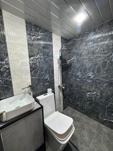 a bathroom with a toilet and a sink at Ararat hotel in Goris