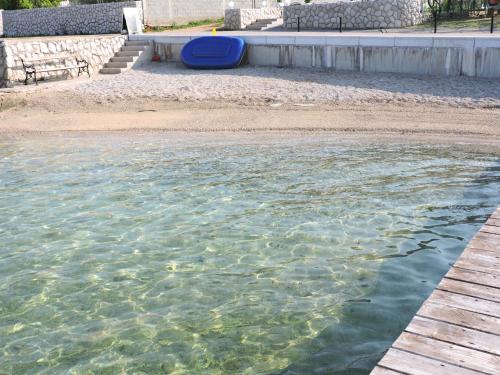 a pool of water with a blue frisbee in it at Villa Petra in Rab
