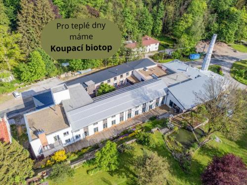 an overhead view of a building with a roof at Resort Papírna50 in Černý Dŭl