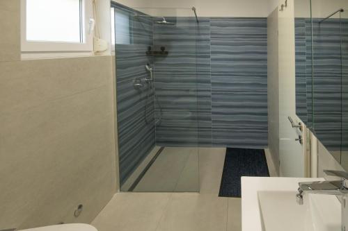 a glass shower in a bathroom with a sink at House Nada 1201 in Banjole