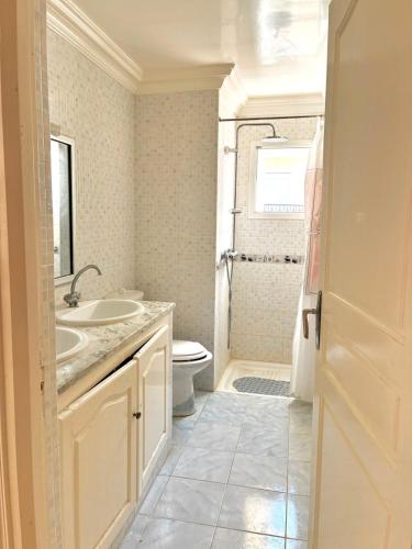 a bathroom with a sink and a toilet at Dar Tantana sayafi in Hammam Sousse