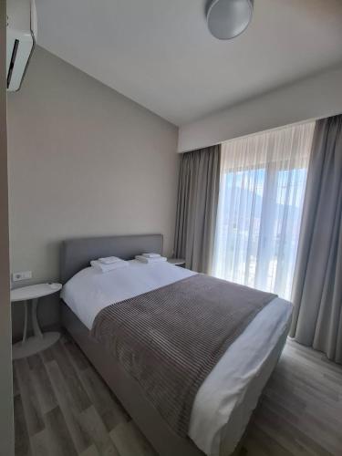 a bedroom with a bed and a large window at PMTR Residence in Bar