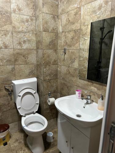 a bathroom with a toilet and a sink at CASA DAVID in Dubova