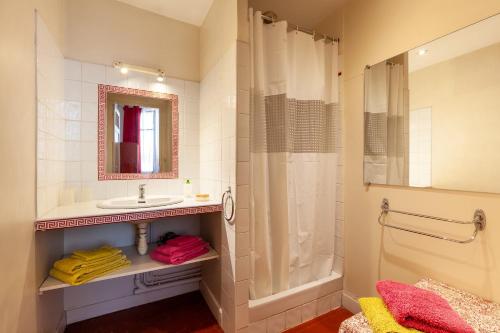 a bathroom with a sink and a shower at Chambres D'hôtes Chez Marie in Marseille