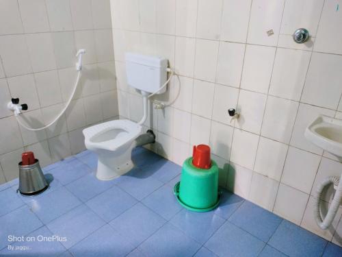 a bathroom with a toilet and a sink at Totadamane in murdeshwar in Māvalli