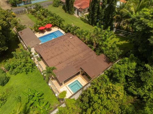 an overhead view of a house with a swimming pool at Majestic Sands in San Carlos