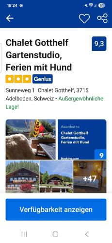 a screenshot of a website with a collage of photos at Chalet Gotthelf Gartenstudio, Ferien mit Hund in Adelboden
