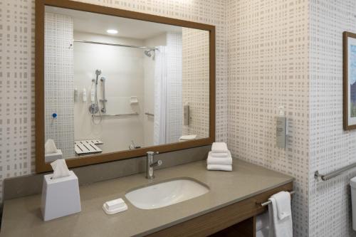 a bathroom with a sink and a large mirror at Hampton Inn & Suites By Hilton Buckeye Phoenix in Buckeye