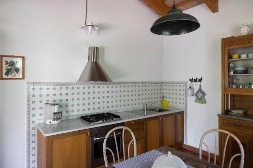 a kitchen with a sink and a stove at Agriturismo Poderino in Cinigiano
