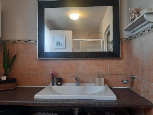 a bathroom sink with a large mirror above it at Piketberg Home with a View in Piketberg