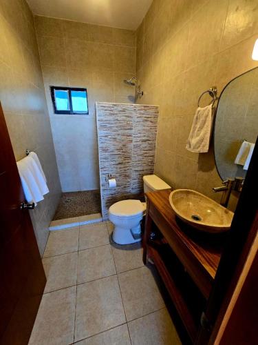 a bathroom with a toilet and a sink at Abitare Mezcala Residencia in Isla de Mezcala