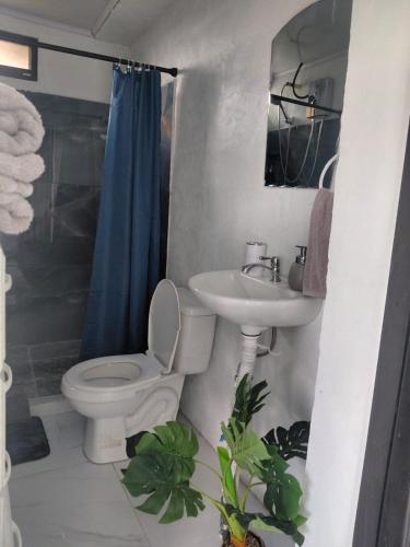 a bathroom with a toilet and a sink at Villa Terraza in El Castillo de La Fortuna
