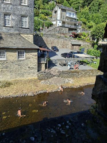 a group of people swimming in a body of water at Elbershof Monschau in Monschau