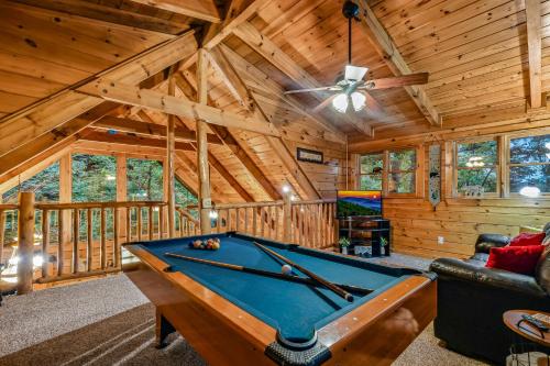 a pool table in a room in a cabin at Mountain Joy cabin in Gatlinburg