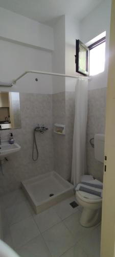 ein Badezimmer mit Badewanne, Toilette und Dusche in der Unterkunft Balaska House in Region Ilia