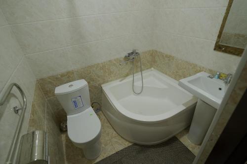 a bathroom with a toilet and a sink at Hotel Ayyub Sultan in Urganch