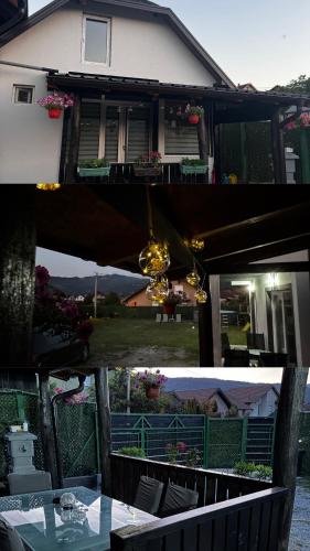 two pictures of a house with a patio and a table at Apartman Dimitrijevic in Bajina Bašta