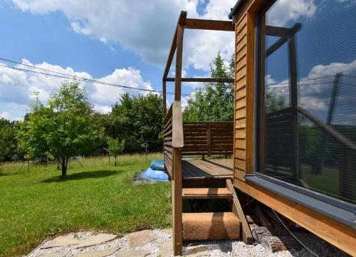 a view of a house with a window at Arktik in Bojnice