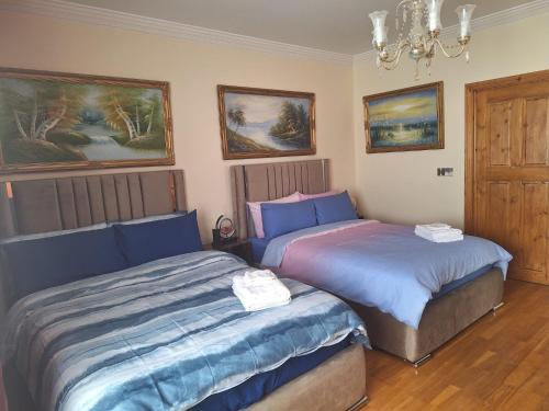 two beds sitting next to each other in a bedroom at Tunmobi Gardens Apartment in Ballyjamesduff