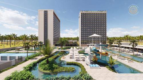 a rendering of a resort with a water park at Gav resort beach in Salinópolis