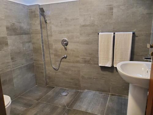 a bathroom with a shower and a sink at 2 Bed Apartment in Colombo 3 in Colombo