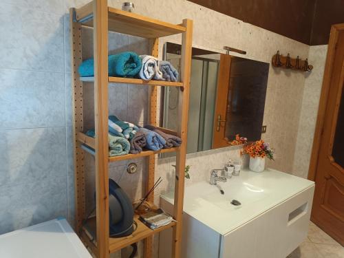 a bathroom with a sink and a mirror at Villa Marie in Alpignano