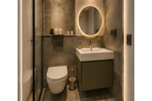 a bathroom with a toilet and a sink and a mirror at Hotel Supreme Castle - Okhla Bird Sanctuary in Noida